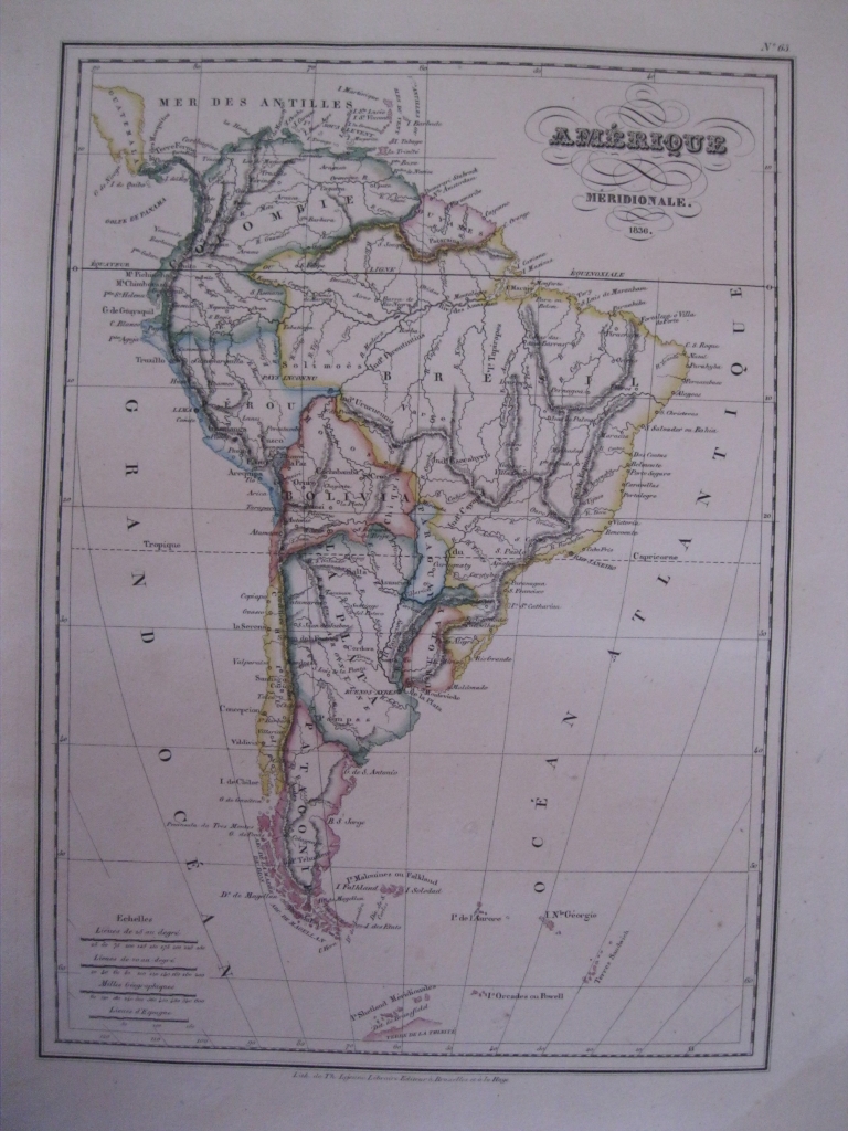 Mapa de América del Sur, 1884. Zell